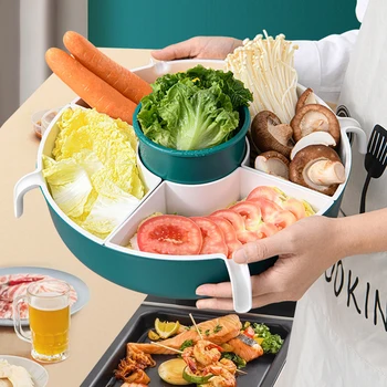 

Drain Basket Fruit Vegetable Washing Basket Strainer Rotating 5 Compartments Strainer Basket Home Kitchen Tools