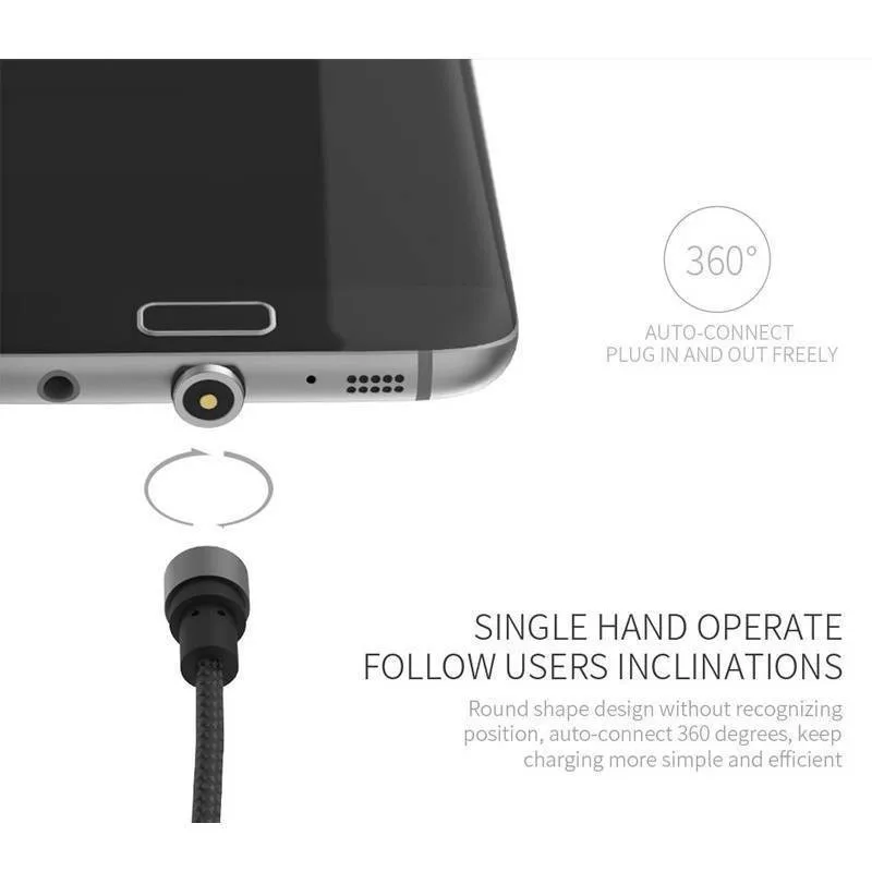 1 м 2.4A микро USB нейлон Android Круглый Магнитный зарядный кабель для samsung для huawei для xiaomi для планшета для mp3/mp4