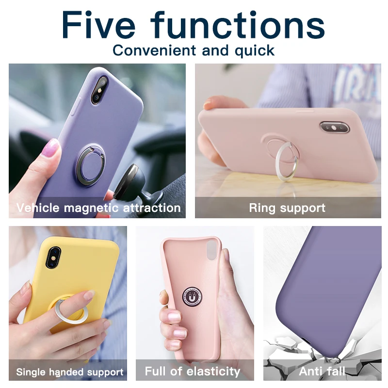 

Liquid Silicone Ring Magnetic Cover Cases For SamSung Galaxy J4 J6 Plus A9 2018 J7 Prime A2 J2 Core Note 10 Pro A8S M30 A60 A20E