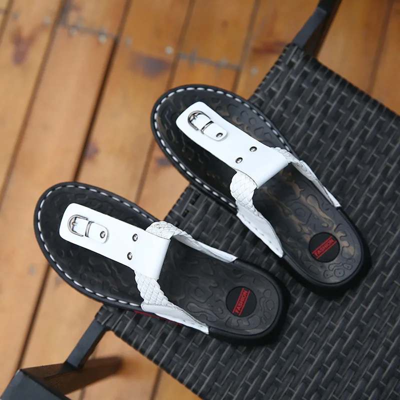 

2019 Guangzhou Trendy Shoes Summer New Style Men Casual Genuine Leather Slippers Outdoor Travel First Layer of Leather Beach MEN