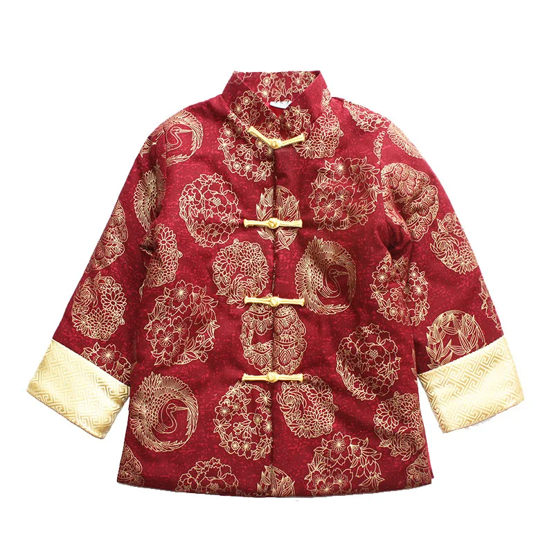 2021 Children Coat Chinese Style Costume Baby Boys Tang Clothes Kids Coats Boy Outfits Outwear Tops Mink Hair Chinese Knot 2-14