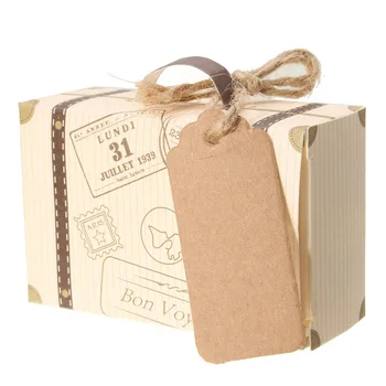 

100pcs Suitcase Gift Boxes Creative Cartoon Display Storing Jewelries Candies Wedding Birthday Event Party Mini Bag