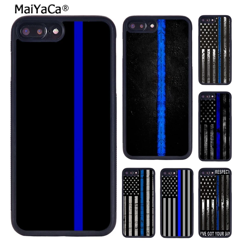 Custodia Per Telefono Con Bandiera Americana Thin Blue Line In Stile Polizia Per Iphone Se2020 15 14 Xr Xs 11 12 13 Pro Max 7 8 Plus Coque Cover Shell