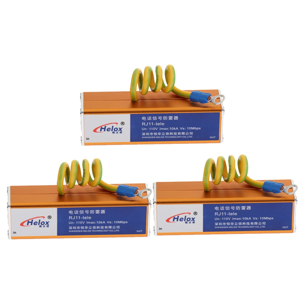 3Pcs Telephone RJ11 Surge Protector Thunder   Arrester Protection