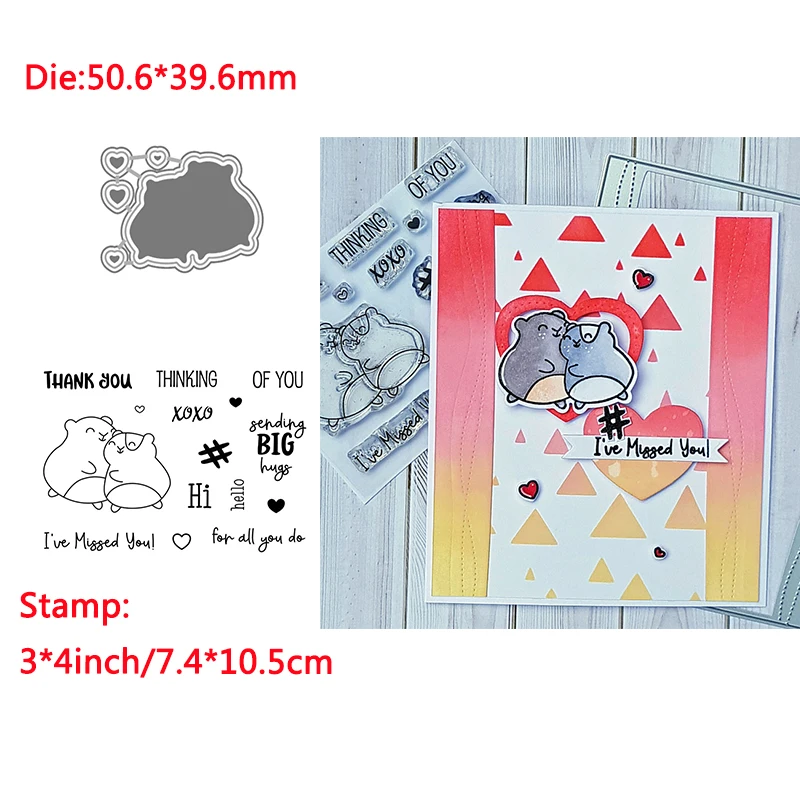 

Animal A Pair Of Loving Mice Words Transparent Clear Silicone Stamp& Dies For DIY Scrapbooking/Photo Album Decor Card Making