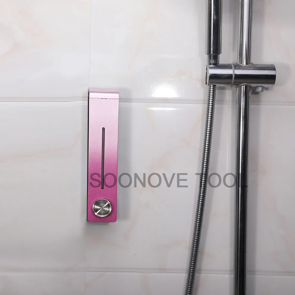 1 шт./лот дозатор жидкого мыла настенное крепление 300 мл аксессуары для ванной комнаты пластиковые дозаторы моющего средства шампунь кухонная бутылка для мыла - Цвет: Gradient Pink