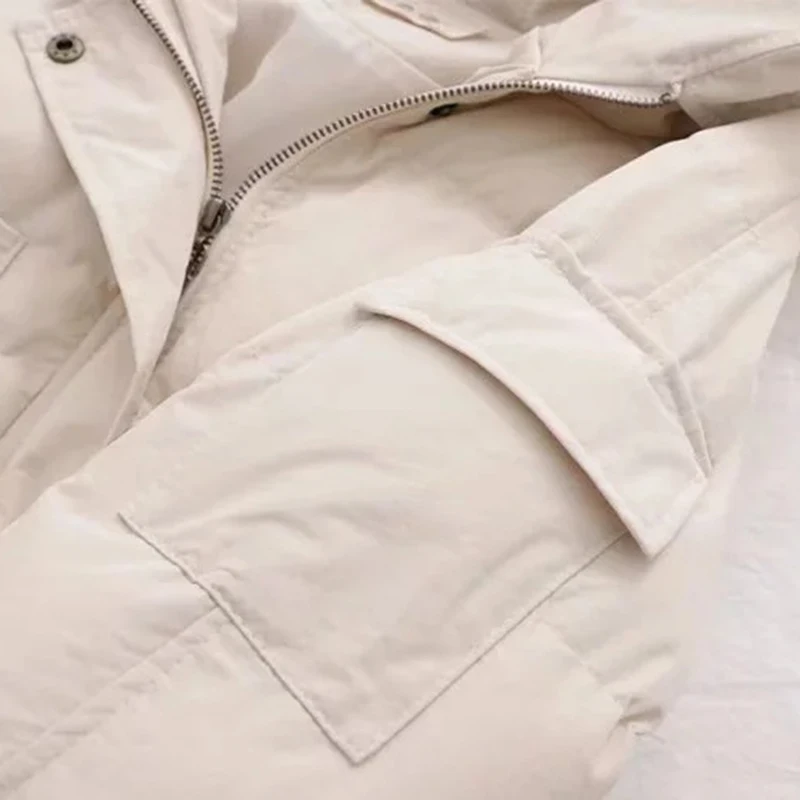Зимняя женская куртка на утином пуху,, верхняя одежда с капюшоном, пальто, женская длинная Повседневная теплая хлопковая куртка, Женская парка