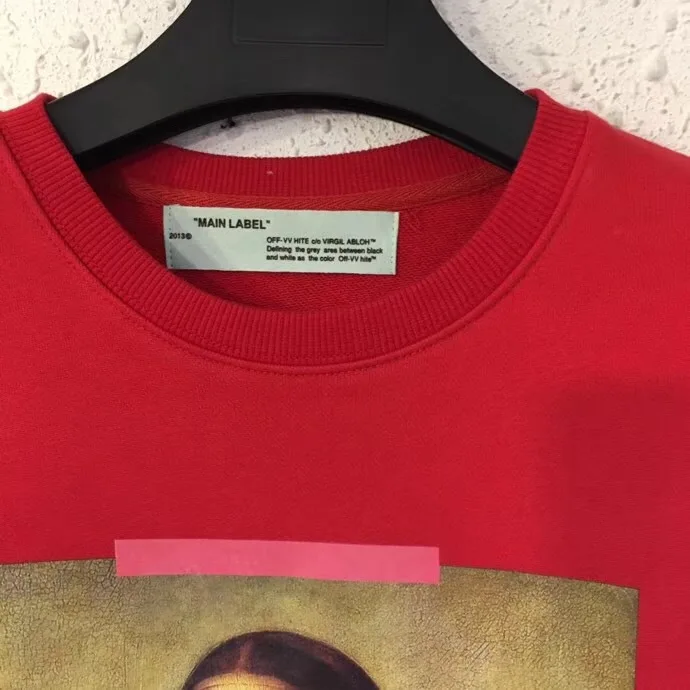 18SS off white Mona Lisa теплопередача стрелка Весна Осень Мужчины Женщины Круглый вырез с длинным рукавом Уличная Толстовка