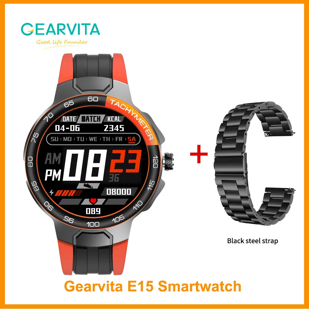 Gearvita E15 Smart Watch Men Sports Watches Ip68 Waterproof Gps Track Heart Rate Blood Pressure