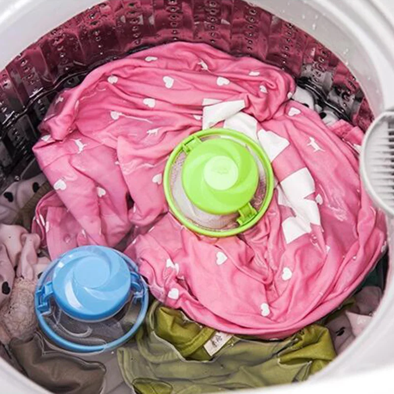 1pc Round Mesh Laundry Filter Bag Floating Lint Hair Catcher Small Ball Floating Style Washing Machine Pouch Filtration Mesh Bag