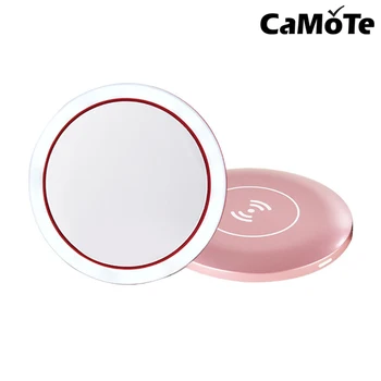 

Makeup Mirror Hand Small Portable Pocket Vanity Lighted Make-Up Light Make Up Led with Wireless Charger fast charging