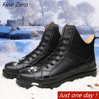 

Natural Cow Leather Shoes Men Snow Boots Handmade Retro Men Warm Boots Waterproof Tactical Military Boots Unisex Autumn Boots