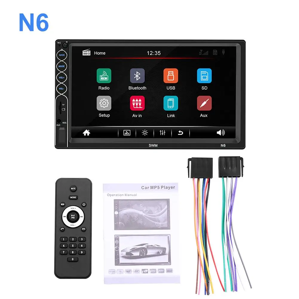 Bluetooth стерео радио MP5 плеер 7 дюймов HD сенсорный экран 2 Din USB IOS/Android Зеркало Ссылка+ FM+ управление рулем+ передний AUX