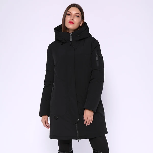 AORRYVLA, зимняя Длинная женская куртка, парка с капюшоном, ветрозащитная куртка с воротником, Толстая Теплая Повседневная зимняя женская модная куртка - Цвет: Black