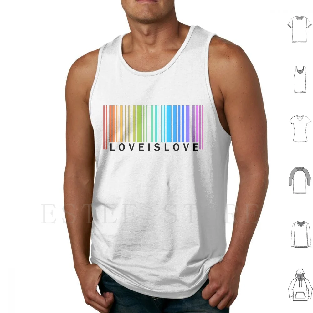 

Майка без рукавов Love Is Love-Pride, радужная майка со штрихкодом (Just Text)