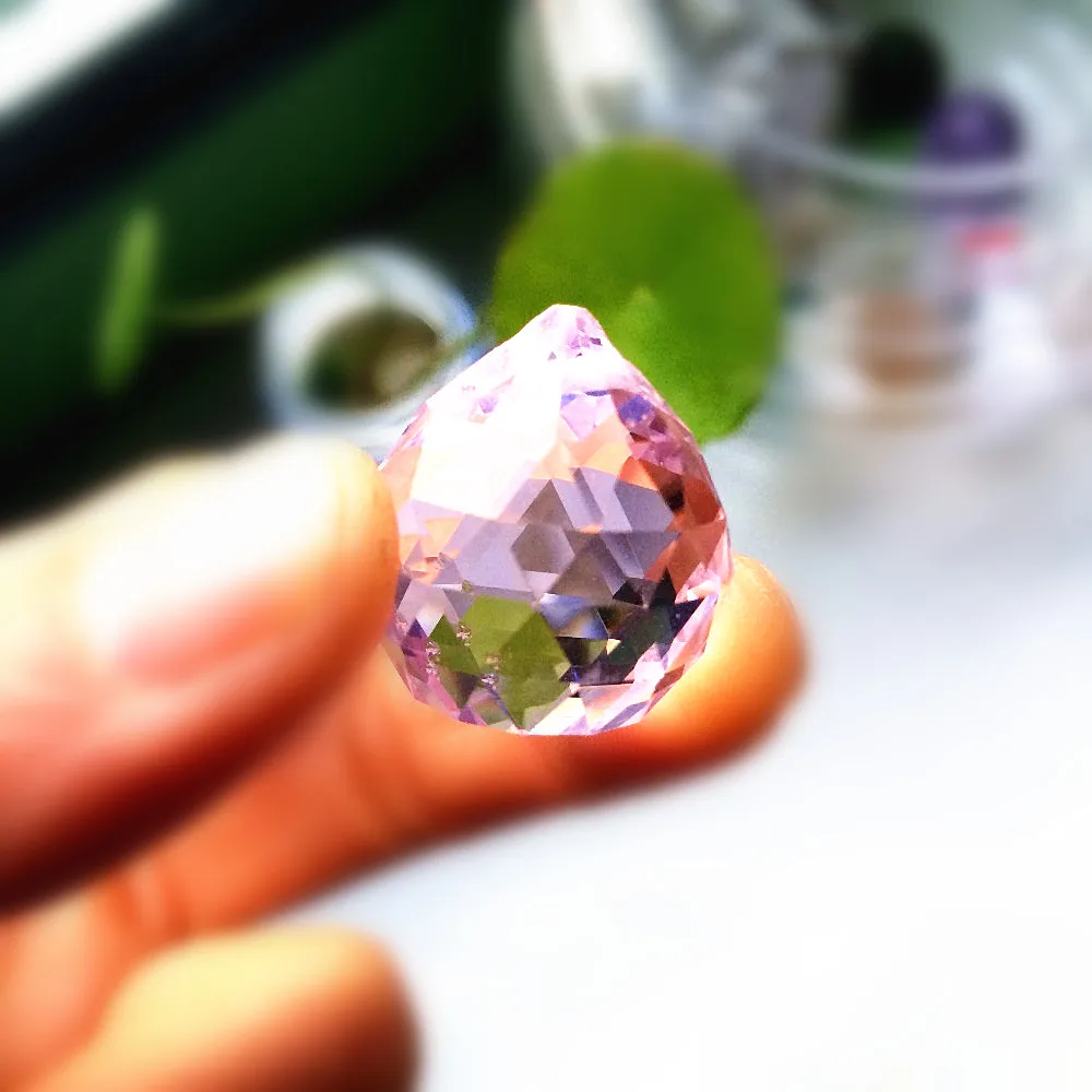 Nature Pink 50pcs 20mm Crystal Hanging Faceted Ball Gass Chandelier Feng Shui Sphere Lighting Parts Decor Wedding  Home Party