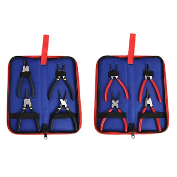 

4pcs Retaining Clip Circlip Pliers Set Elbow Straight Snap Ring Repair Tool Multifunctional Crimp Tool