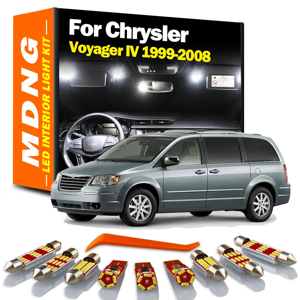 MDNG 12Pcs Interior LED For Chrysler Voyager IV 1999-2008 Canbus Car Bulbs Map Dome Trunk Reading Light Error Free Auto Lamp Kit |