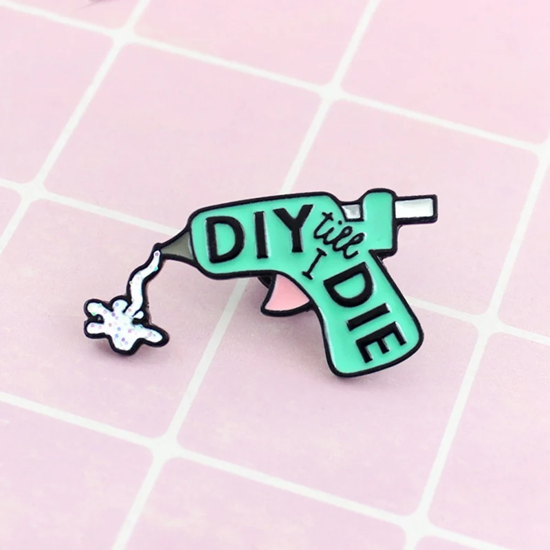 Красочный мультфильм спрей DIY клеевой пистолет брошь декоративный Металл Воротник эмалированные булавки детская школьная сумка джинсовые рубашки значок модные ювелирные изделия