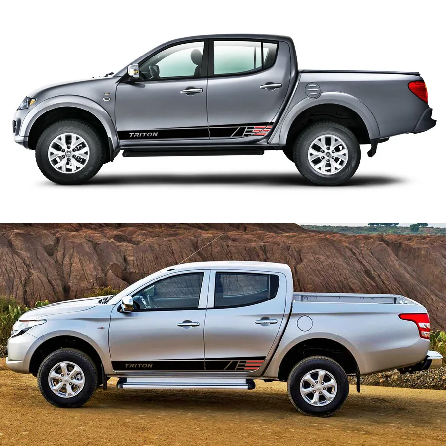 

Car stickers 2 Pcs body side waist styling graphic vinyl for mitsubishi l200 triton pickup accessories