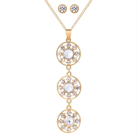 Cubic Zirconia Stone Jewelry Sets for Women Ladies Necklace Earrings Sets Bridal Wedding bijoux africain parures