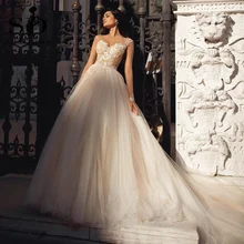 

SoDigne Ivory Wedding Dresses 2022 Lace Floral Princess Bride Dress Tulle Bohemian Long Sleeves Bridal Gown vestido de novia