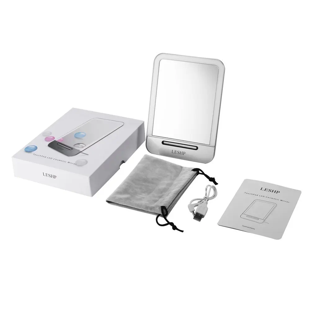 

LESHP Portable Energy-saving 29 LED Rechargeable High Brightness Long Life No Radiation 3 Mode Contact Pad LED Cosmetic Mirror