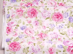 Pink Floral Stripe Cotton Twill Fabric for DIY Sewing & Handmade Textile Projects (NO.1)