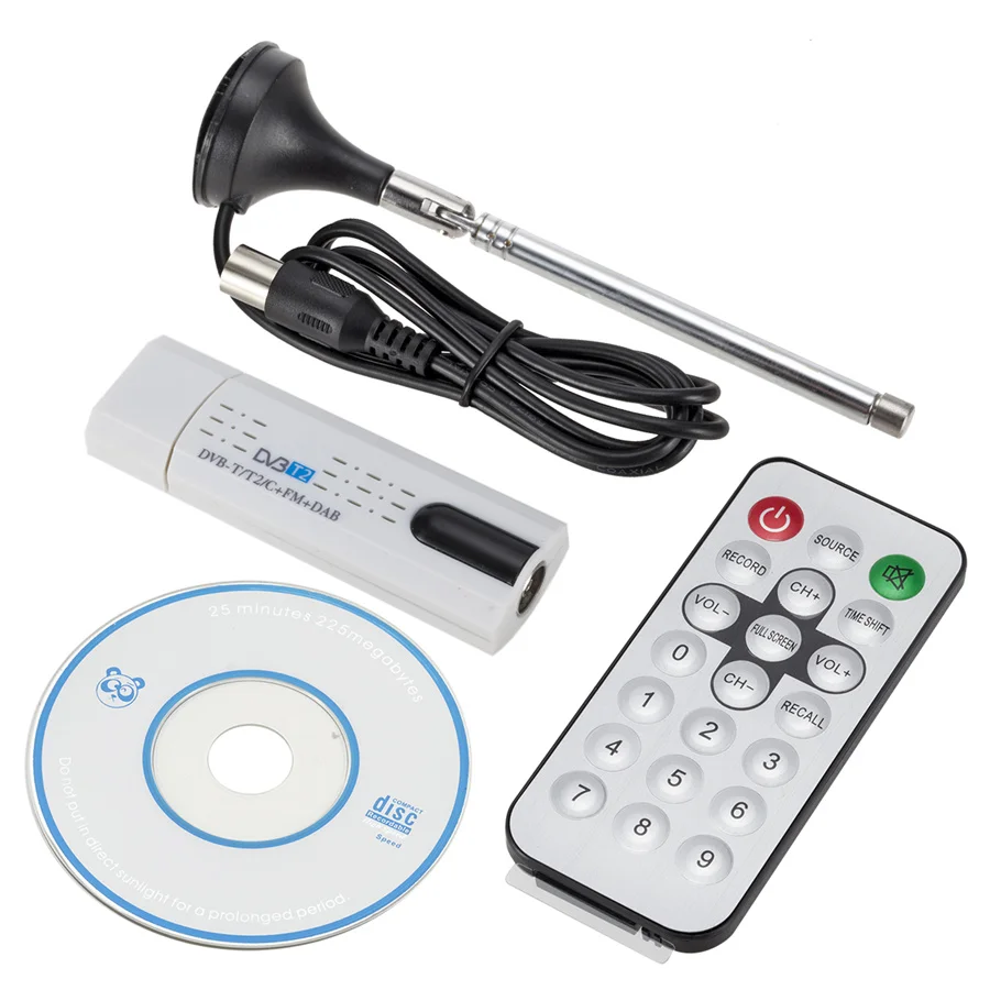 Digital satellite DVB t2 USB TV Stick Tuner with antenna Remote HD Receiver DVB-T2/DVB-T/DVB-C/FM/DAB For PC | Электроника