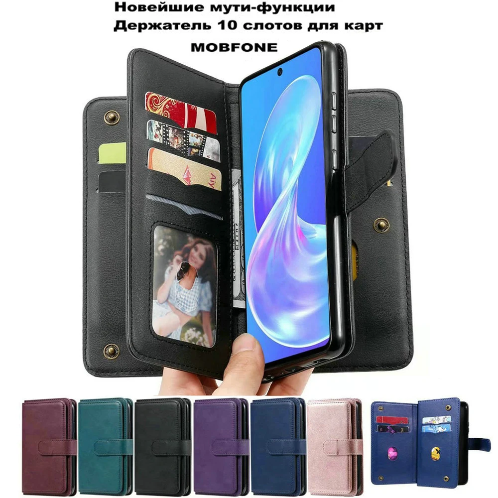 10 Cards Wallet Leather Case For OPPO A52 A72 A92 A5 A9 A31 A8 2020 A5S A3S A12 A7 AX7 Flip Cover Realme 5 3 3i 6i 6 C3 C11 C15