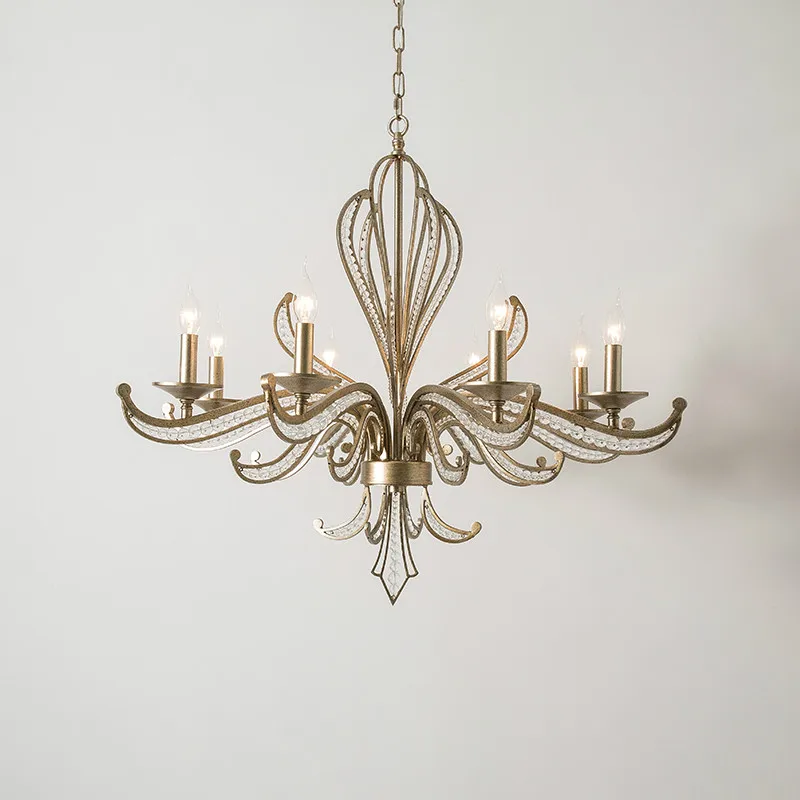 Candelabro de cristal americano, lámpara rústica creativa con