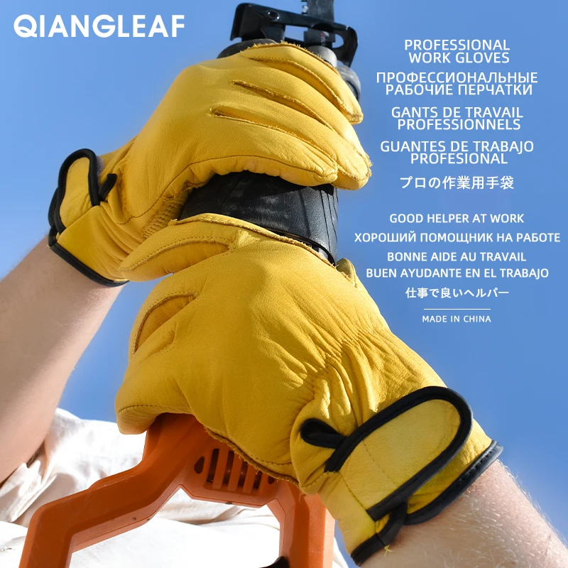 Cowhide Rock Climbing Leather Glove Multipurpose Working Gloves 527NP