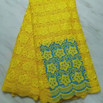 

New Arrival yellow France Maple Embroidery Lace Fabric African Net Lace Fabric embroidered guipure cord lace fabric