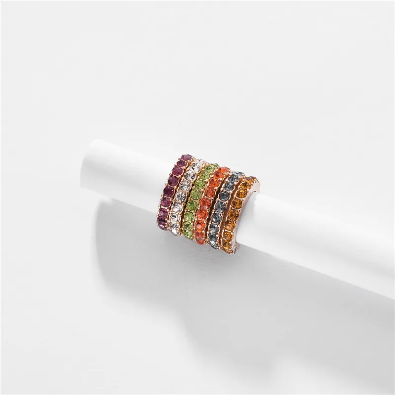 6 шт./компл. радужные красочные CZ серьги-манжеты для женщин модные Boho кубического циркония C-Shaped Клипсы Серьги без прокола ювелирные изделия