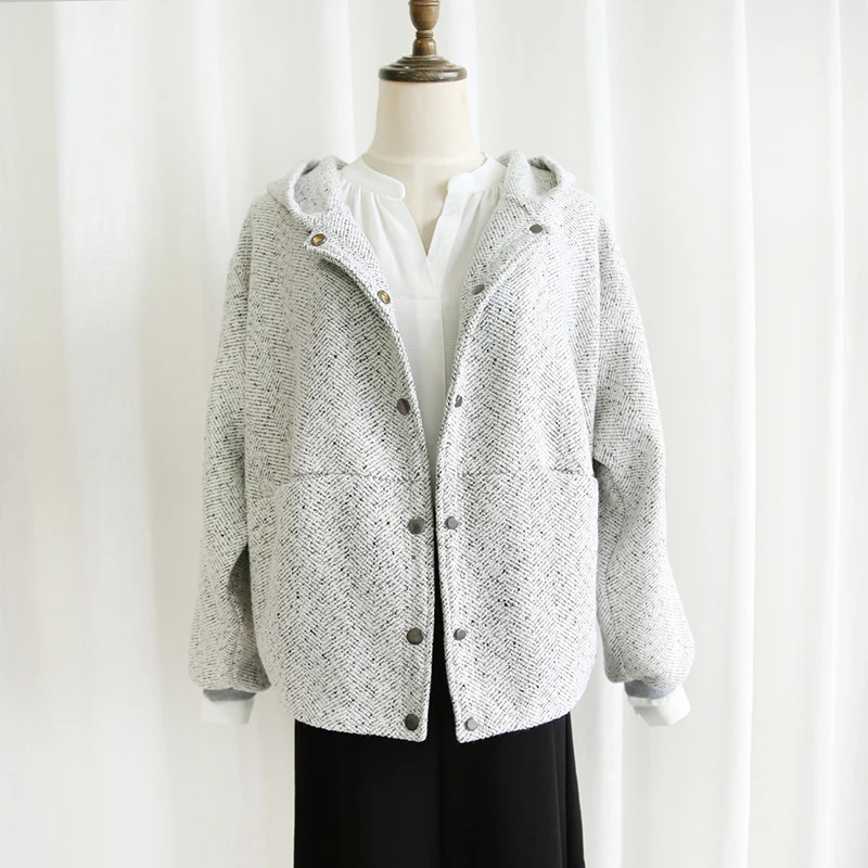 

Autumn New Women's Korean Version Simple Thin Hooded Jacket Fashion Casual Loose Short Coat Women Loose Jackets