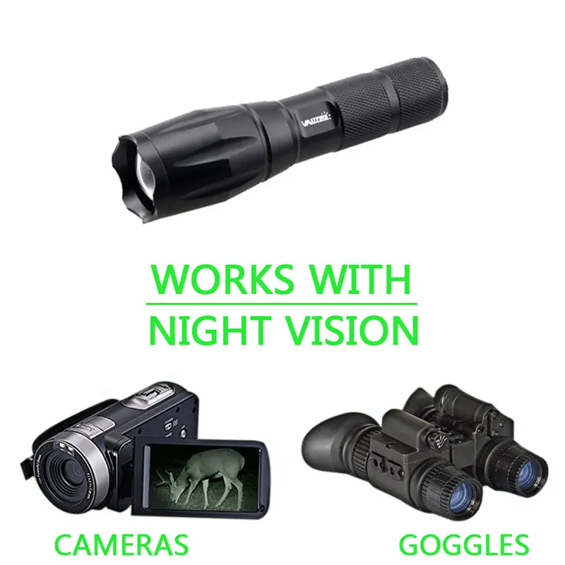 Zoom Инфракрасный фонарик 7 Вт 940nm ИК ночного видения охотничий фонарь для использования с устройством ночного видения