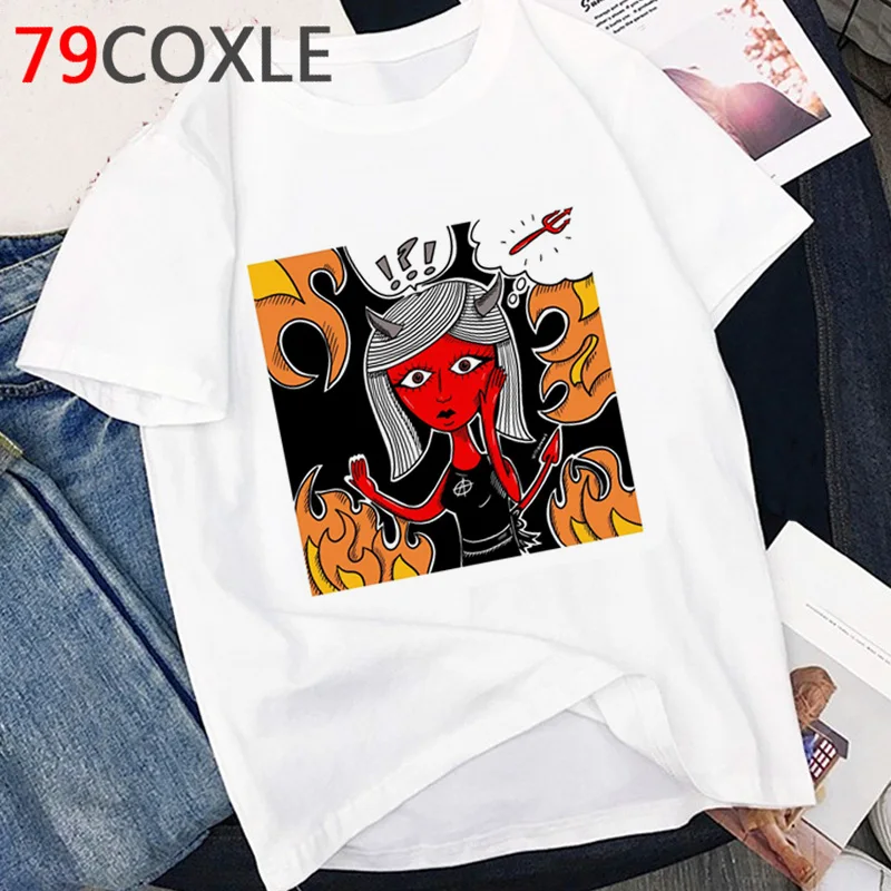 Satan Horror T Shirt Women Demon Death Scary Devil Funny T-shirt Satanism  Alien Grim Reaper Satanist Graphic T Shirts Female