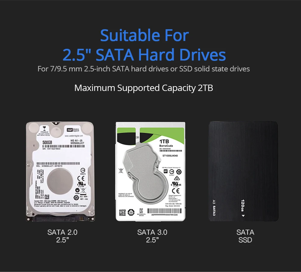 TISHRIC внешний HDD корпус HDD мобильный чехол 2,5 SATA для USB 3,0 жесткий диск корпус чехол для ПК ноутбука Optibay с кабелем