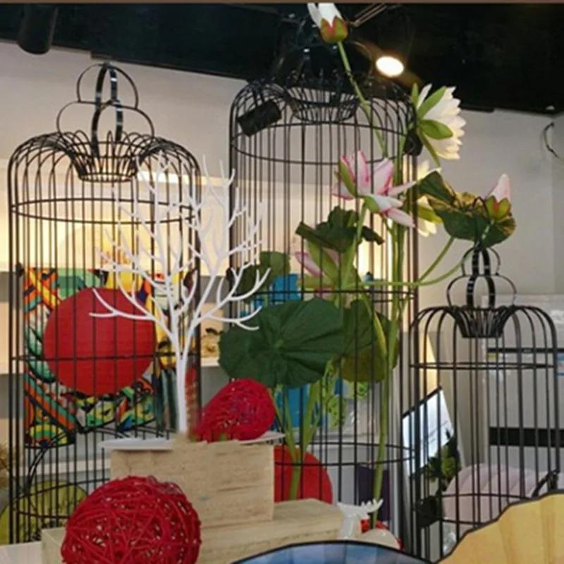 1PCS retro decorative iron bird cage flower bird cage window decoration wedding props decorations