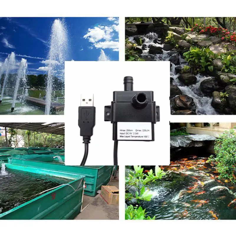 MeterMall Mini Brushless USB Water Pump DC5V 2.3W Submersible Fountain Aquarium Circulating