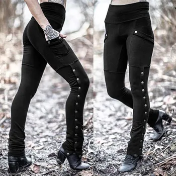 

Women Fashion Sexy Button Casaul Pants Slim Cool Militia Long Trouser Leggings Winter 2019 Dropshipping fashion Wo