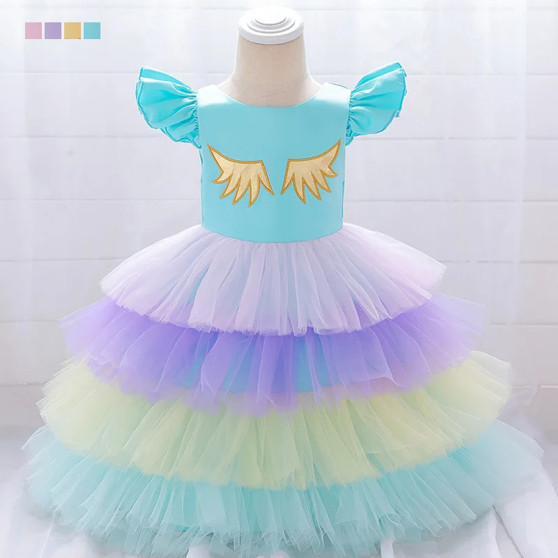Платья для малышей; праздничные платья для маленьких девочек с летящими крыльями; юбки-пачки с короткими рукавами; праздничная одежда