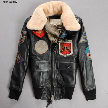 

air force Flight Jackets Motorcycle Genuine Leather Jacket Women Cow Leather Coat Fur Collar Bomber Jacket