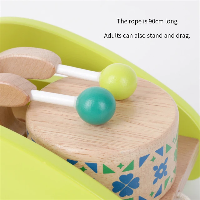 Wooden Baby Toddler Toy Puppy Cartoon Animal Trailer Toddler Baby Traction Hand-drawn String Pull Rope Push Children Drag Toy 4
