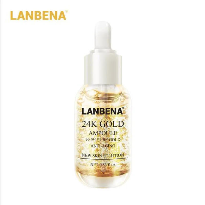 LANBENA 24k Золотая фольга Сыворотка для лица против старения против морщин тонкие линии ремонт кожи Отбеливание Увлажняющий подтягивающий укрепляющий ампул уход