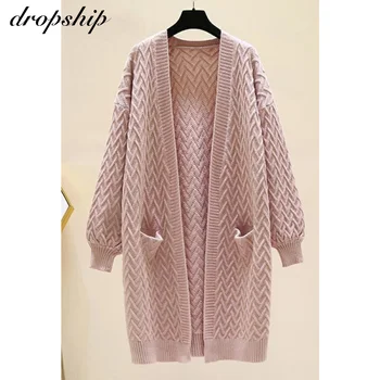 

Dropship Knitting Women's Sweater Lantern Long Sleeve Thick Korean Cardigans Loose Female 2020 Autumn Winter Fashion New