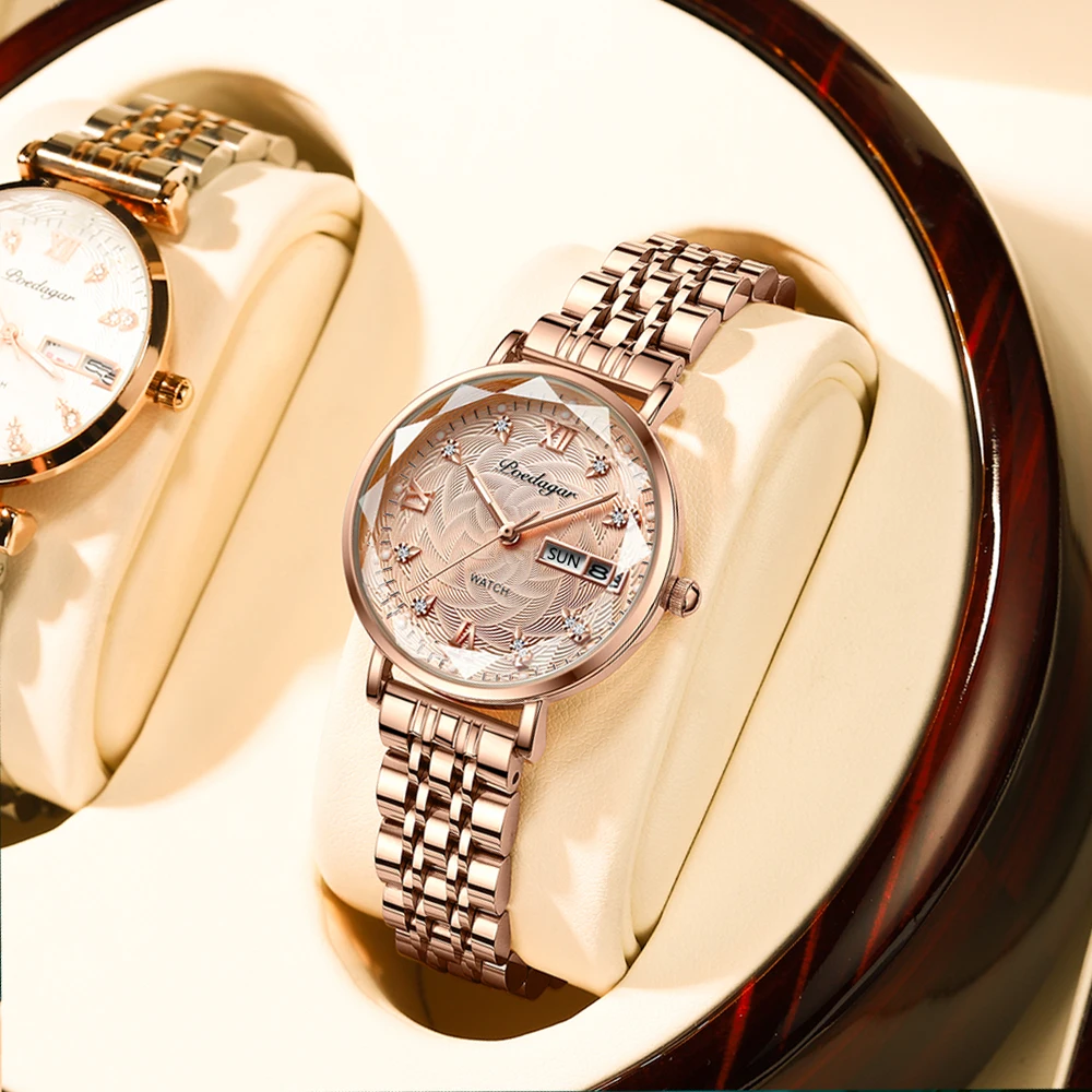 womens quartz watch Stainless Steel Mesh Waterproof Luminous