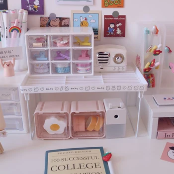 

Household Desktop Debris Rack High Quality White Plastic Stackable Stationery Organizer Creative Folding Storage Rack Save Place