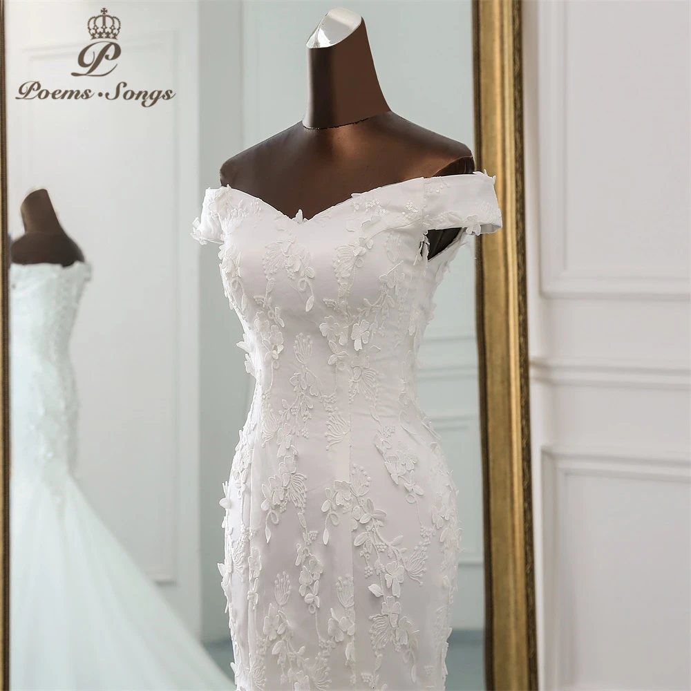 PoemsSongs 2019 Новый стиль красивое трехмерное цветочное кружевное свадебное платье Vestido de noiva платье русалки robe mariage