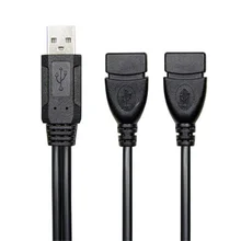 Cordon d'alimentation Portable noir a-mâle à 2a-femelle USB 2.0 double femelle, Extension câble Y séparateur